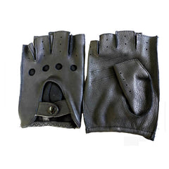Men's Winter Half Finger Sheepskin Leather Gloves