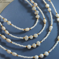 Titanium Steel Glass Bead Freshwater Pearl Necklace for Women