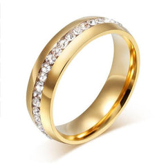 Crystal Stainless Steel Wedding Ring for Women