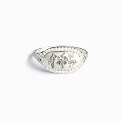 Pure Silver Flower Drop Glue Oil Zircon Ring for Women