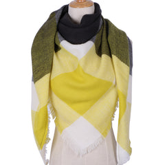 Winter Triangle Shape Plaid Cashmere Scarf for Women