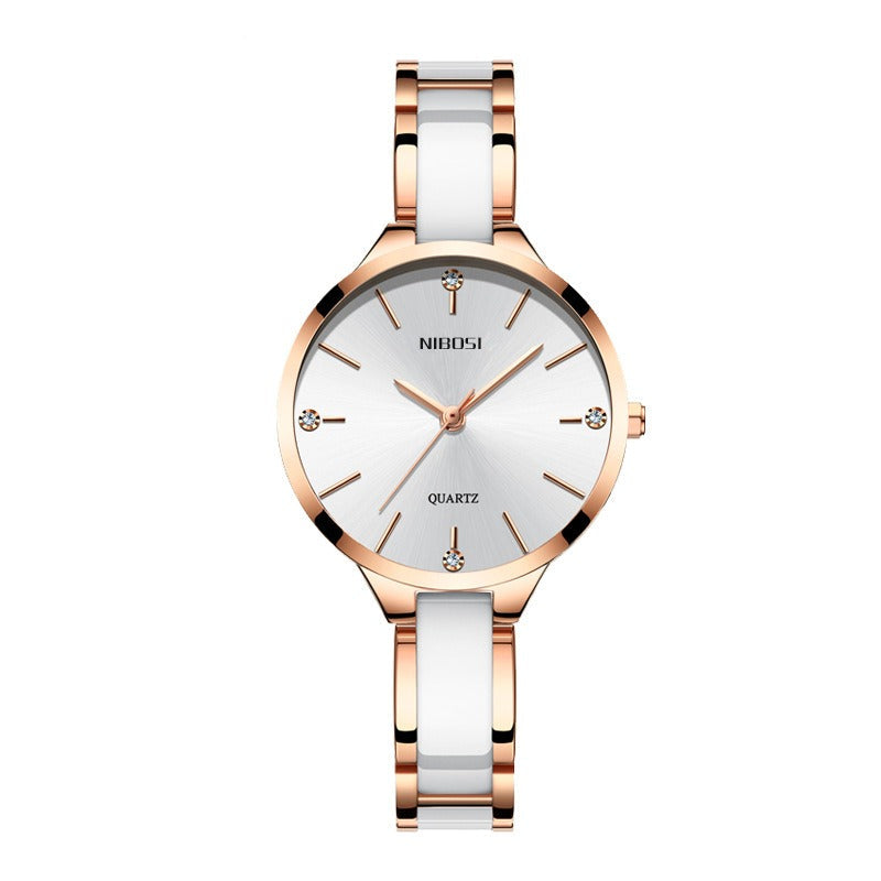 NIBOSI Luxury Creative Quartz Ceramic Bracelet Women's Watch