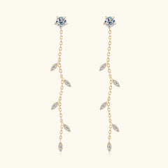 1.38 Carat Moissanite 925 Sterling Silver Leaf Earrings for Women
