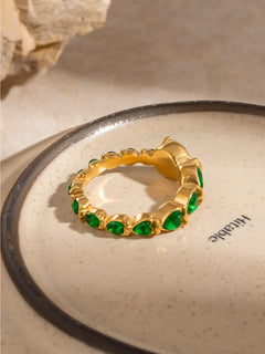 Women's Stainless Steel Heart Rhinestone Ring