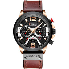 Military Leather Chronograph Wristwatch for Men
