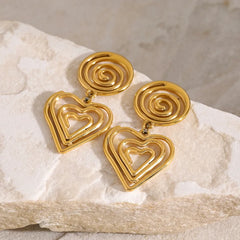 Sophisticated Dangle Stainless Steel Heart Earrings