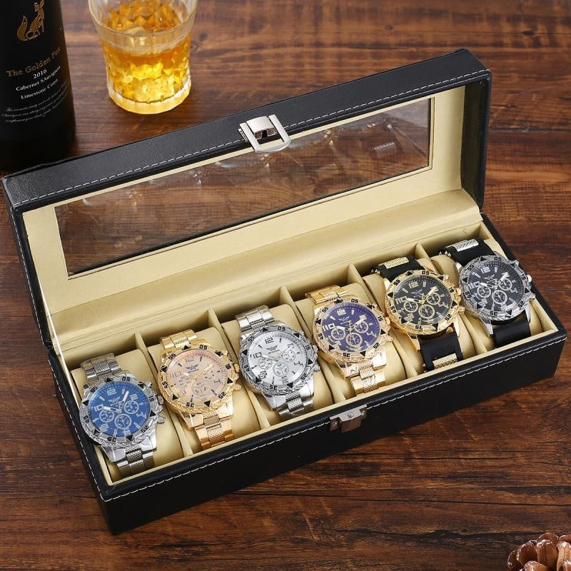 Men's Six-Piece Boxed Steel Band Quartz Dress Watch