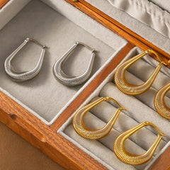 Fashionable Luxury Titanium Steel U Shape Earrings