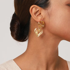 Sophisticated Dangle Stainless Steel Heart Earrings