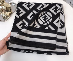 Autumn Winter Letter Print Twill Warm Scarf for Women