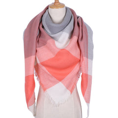 Winter Triangle Shape Plaid Cashmere Scarf for Women
