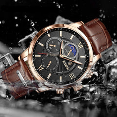 Luxury Men Leather Quartz Wristwatch