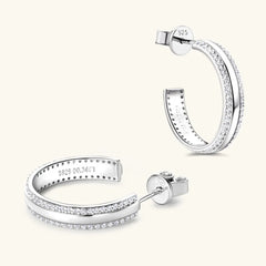 Luxury Women's 925 Sterling Silver Inlaid Moissanite C-Hoop Earrings