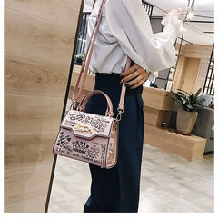 Leather Mini Chain Graffiti Crossbody Bag