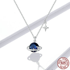 Women's S925 Sterling Silver Starry Sky Pendant Necklace