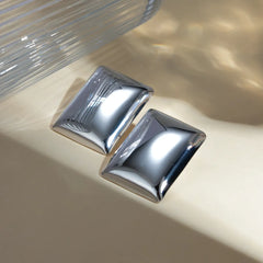 Women's Stainless Steel Rectangular Stud Earrings