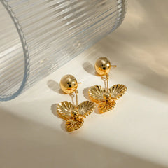 Stainless Steel Flower Dangle Earrings for Her