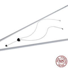 Women's S925 Sterling Silver Black Heart Clavicle Necklace
