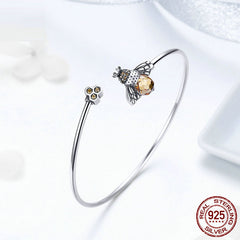 Pure S925 Sterling Silver Bee Design Women's Bracelet
