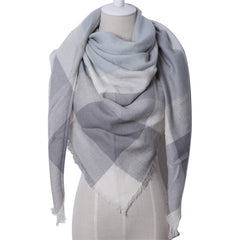Winter Triangle Shape Plaid Cashmere Scarf for Women