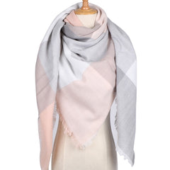Winter Triangle Shape Plaid Cashmere Scarf for Women