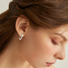 Women's Inlaid Moissanite 925 Sterling Silver C-Hoop Earrings