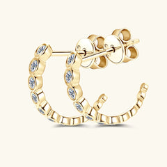 Women's Inlaid Moissanite 925 Sterling Silver C-Hoop Earrings