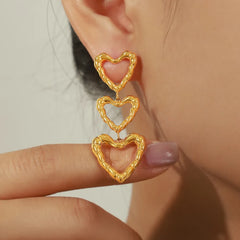 Gorgeous Titanium Steel Dangle Heart Earrings for Women