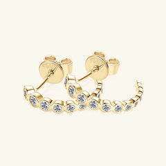 Women's Inlaid Moissanite 925 Sterling Silver C-Hoop Earrings