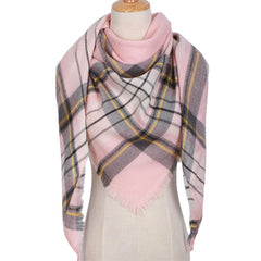 Winter Triangle Shape Plaid Cashmere Scarf for Women