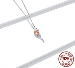 Women's S925 Pure Silver Rose Flower Pendant Necklace