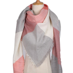 Winter Triangle Shape Plaid Cashmere Scarf for Women