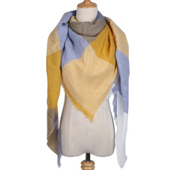 Winter Triangle Shape Plaid Cashmere Scarf for Women