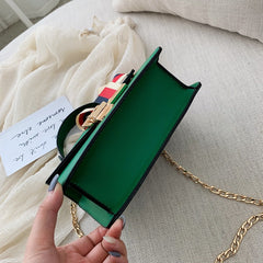 Trendy Fashionable Shoulder Crossbody handbag with Bright Colored Ribbon