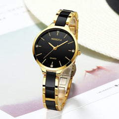 NIBOSI Luxury Creative Quartz Ceramic Bracelet Women's Watch