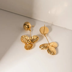 Stainless Steel Flower Dangle Earrings for Her