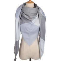 Winter Triangle Shape Plaid Cashmere Scarf for Women