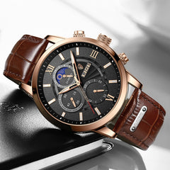 Luxury Men Leather Quartz Wristwatch