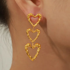 Gorgeous Titanium Steel Dangle Heart Earrings for Women