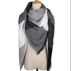 Winter Triangle Shape Plaid Cashmere Scarf for Women