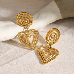 Sophisticated Dangle Stainless Steel Heart Earrings