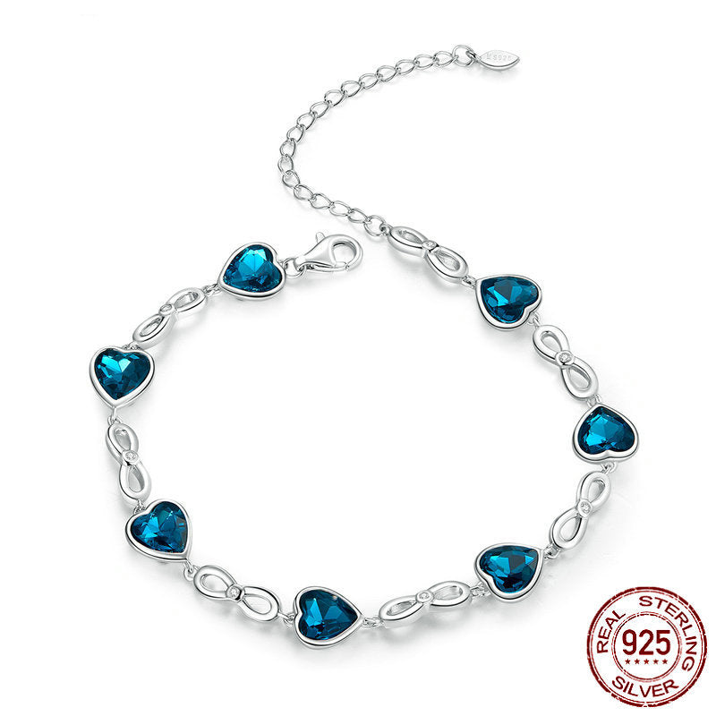 Women's Love S925 Sterling Silver Chain Heart bracelet