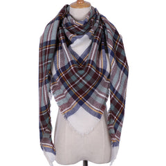 Winter Triangle Shape Plaid Cashmere Scarf for Women