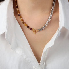 Titanium Steel Egg Yolk Stone Necklace