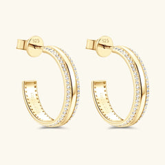 Luxury Women's 925 Sterling Silver Inlaid Moissanite C-Hoop Earrings