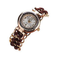 Women's Woven Retractable Rope Small Dial Quartz Watch with Diamond Inlay