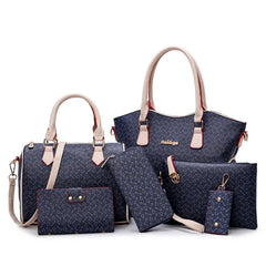 Women's Elegant Fashion 6-Piece Leather Handbag Set