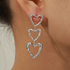 Gorgeous Titanium Steel Dangle Heart Earrings for Women