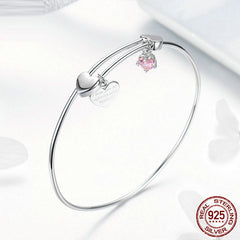 Heart Design Charm 925 Sterling Silver Bracelet for Women