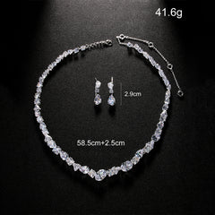 Simple Fashionable Wedding Bridal Necklace and Earring Set